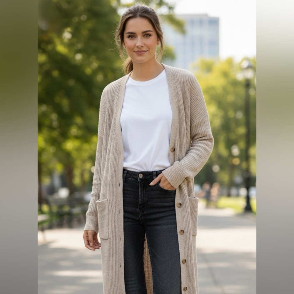 JESSICA SIMPSON - NWT - Beige Long Cardigan Sweater
